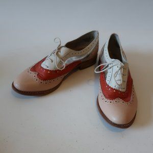 SAM EDELMAN JEROME ORANGE TONAL LEATHER OXFORD 7.5